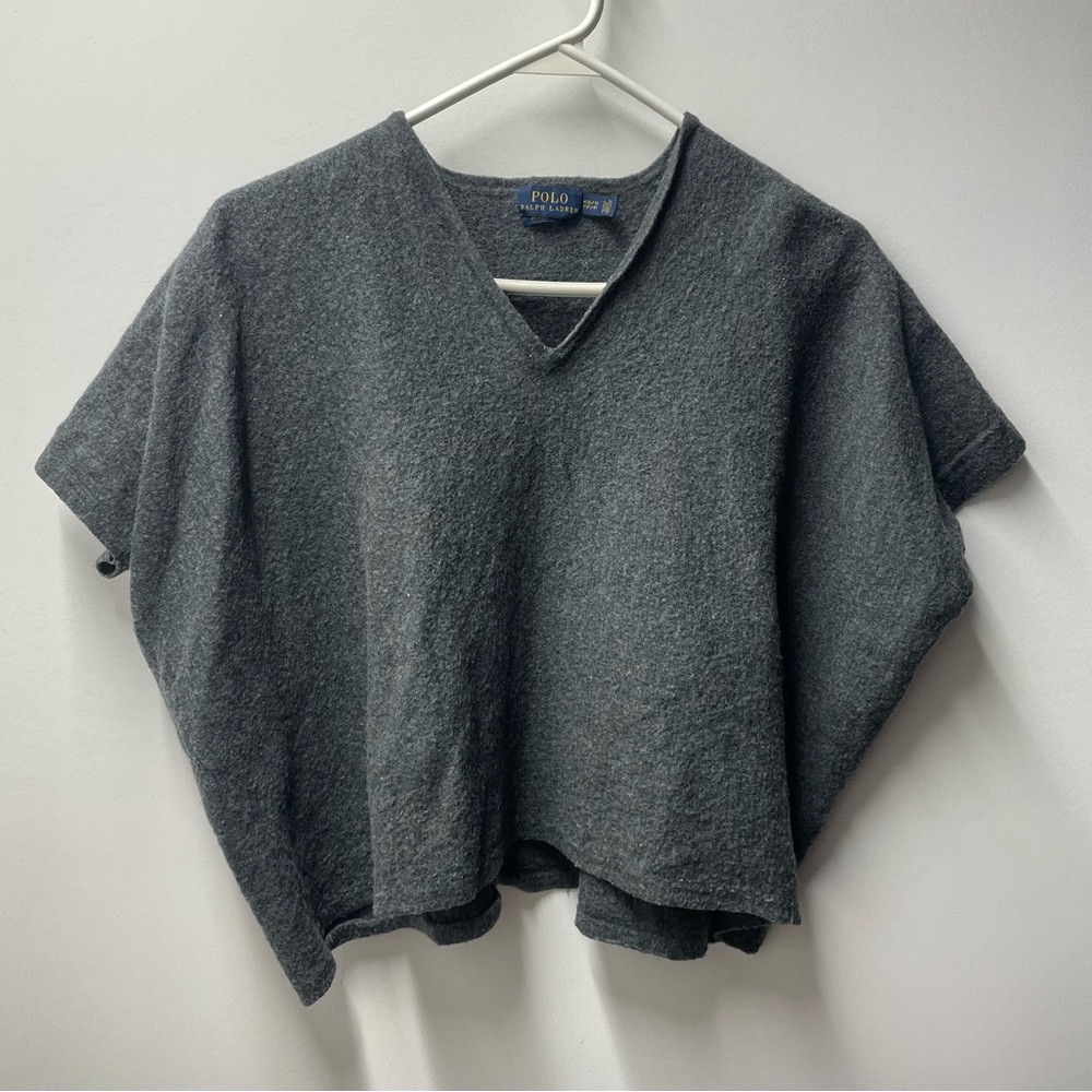ralph lauren 100% wool cape sweater vest NWOT XS small light grey